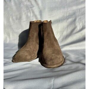 Ugg Bandara Taupe Suede Ankle Boots Stacked Heel Women's 6 Brown Bootie Zip